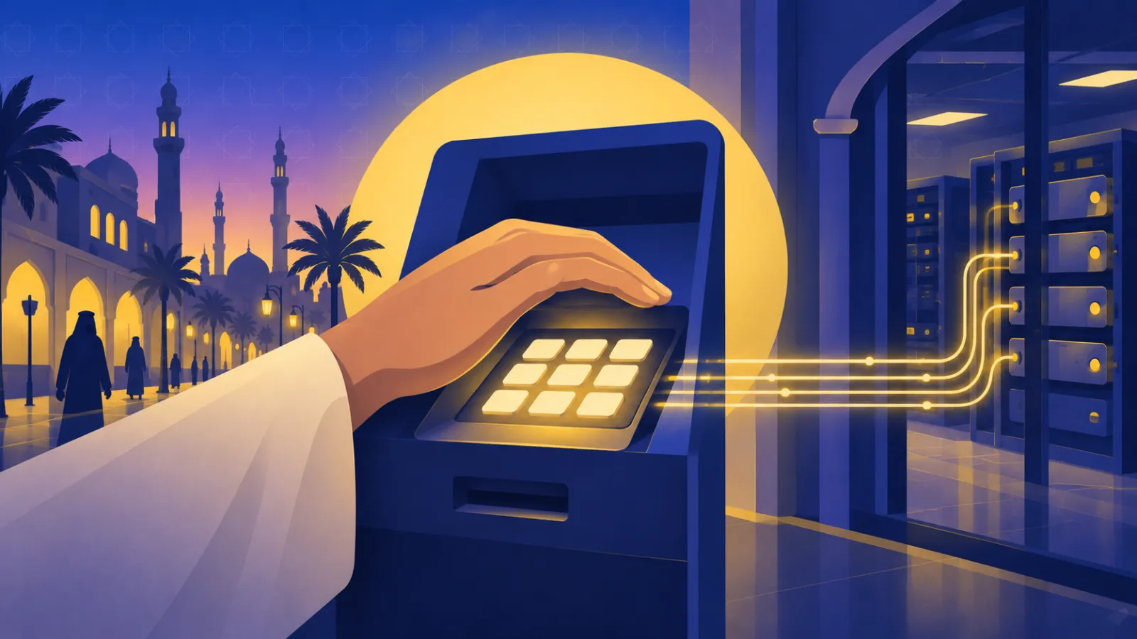 لوحة مفاتيح مشفرة في ماكينة صراف آلي تحمي الرقم السري تقنية صندوق أتالا