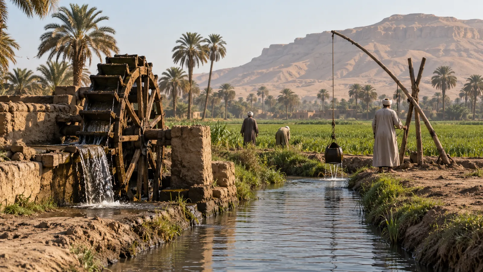 قناة ري وساقية في حقول أسيوط حيث بدأت قصة خط الصعيد