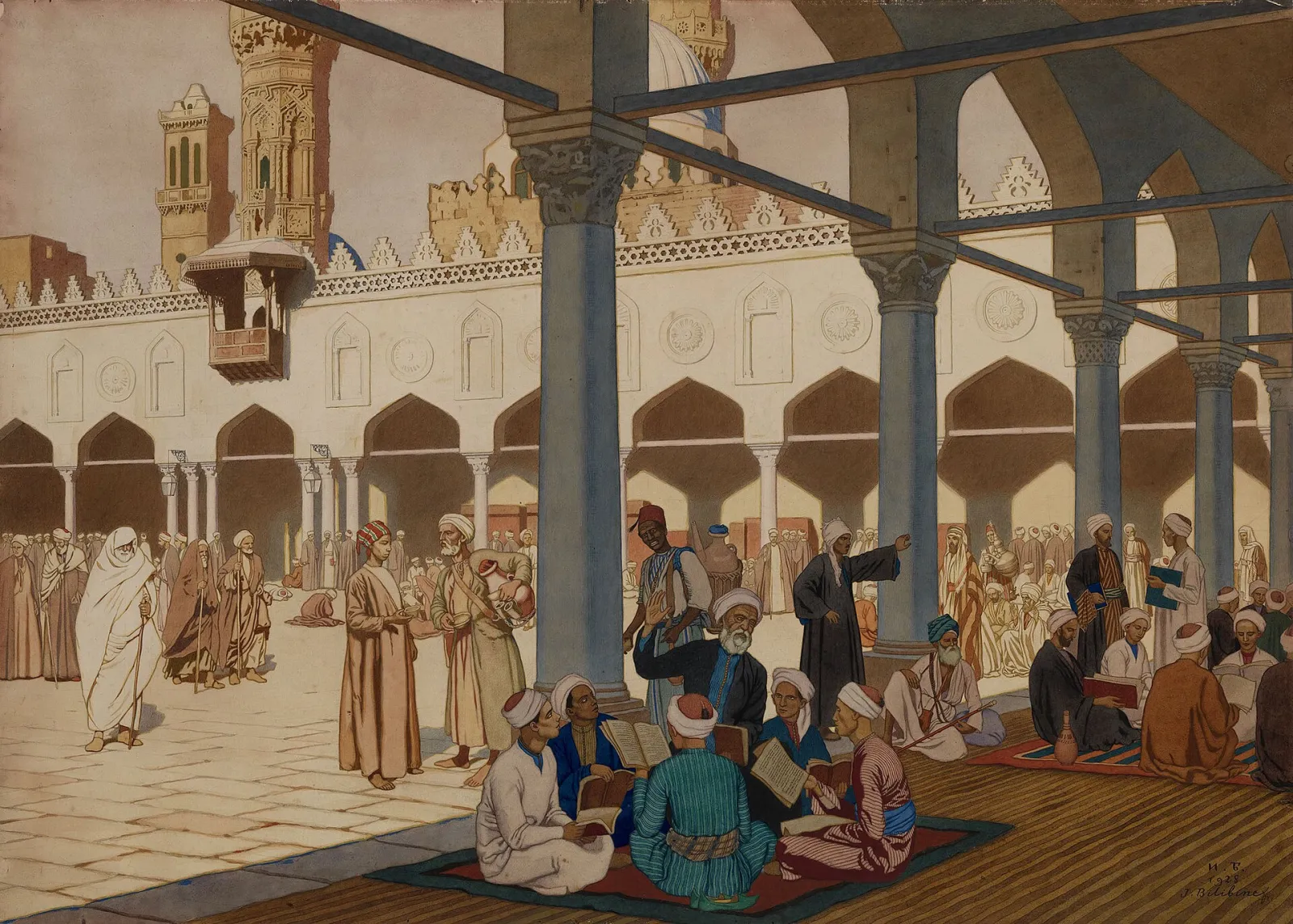 صحن الجامع الأزهر في القاهرة حيث درس طه حسين أربع سنوات