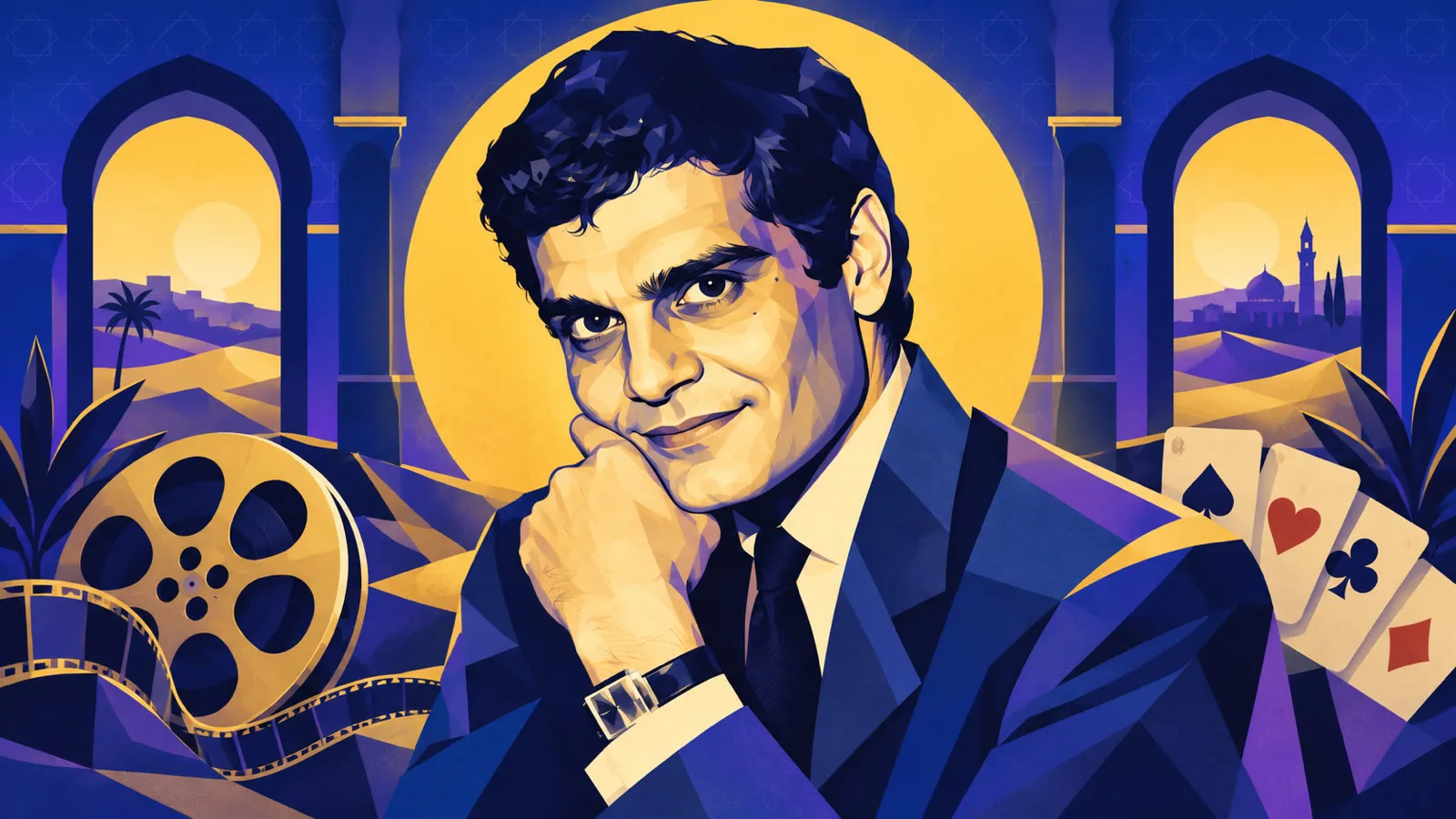 عمر الشريف النجم المصري العالمي في صورة من مسيرته السينمائية