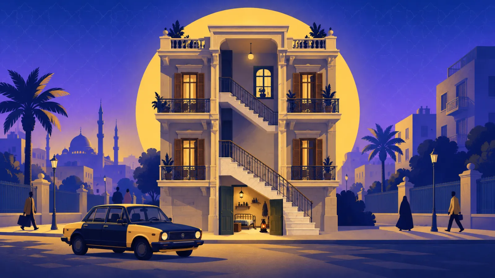 عمارة قاهرية من الثمانينيات وغرفة البواب تحت السلم كما في فيلم البيه البواب