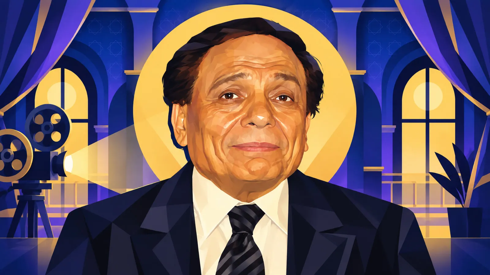 صورة الفنان المصري عادل امام الملقب بالزعيم نجم الكوميديا في السينما والمسرح