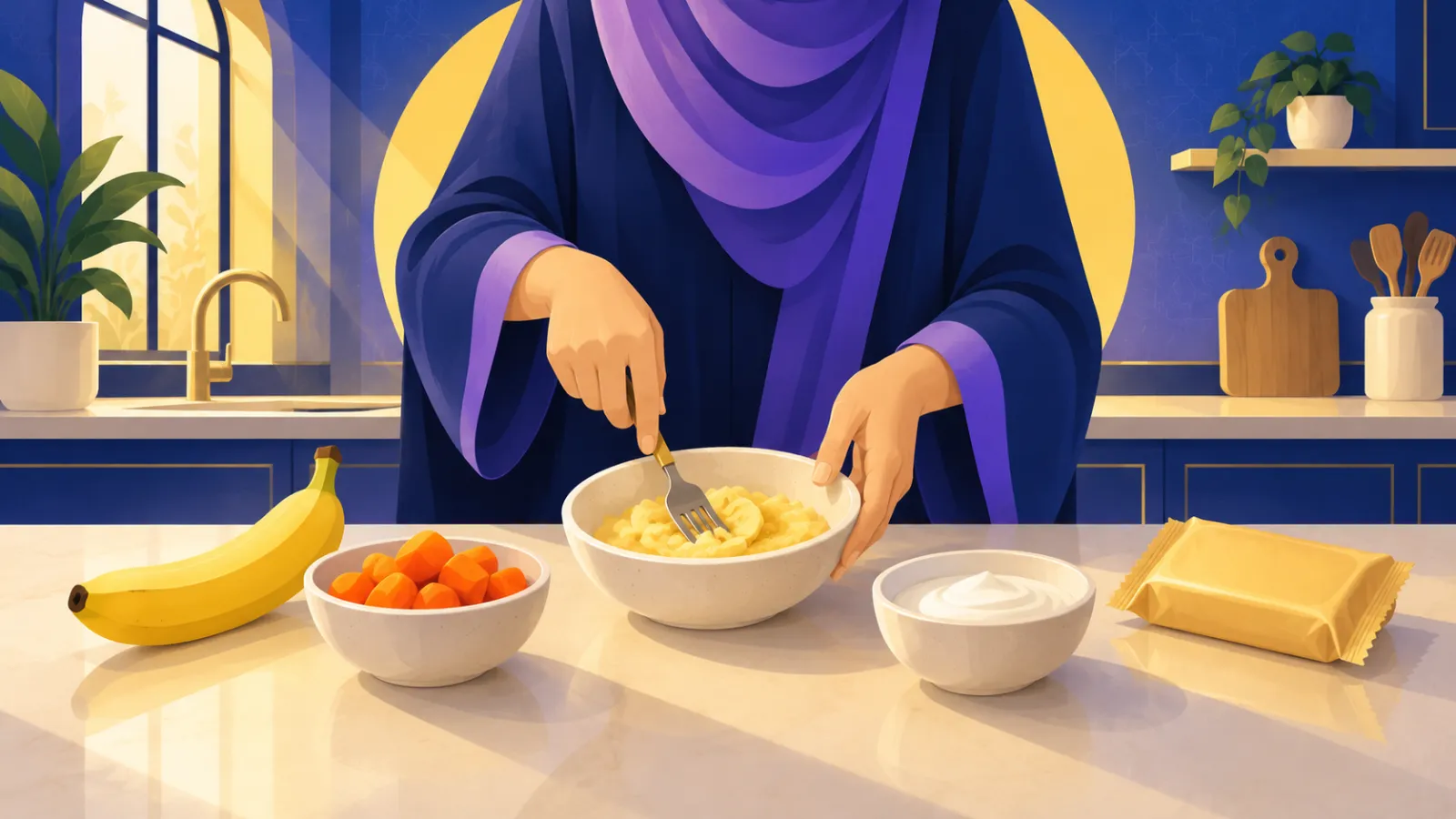 أم تحضّر طعاماً منزلياً للرضيع لتقليل السكر في طعام الطفل