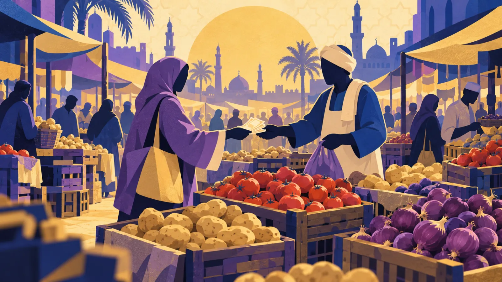 متسوقة تدفع بالجنيه المصري في سوق خضار مع ارتفاع سعر الدولار 56 جنيه