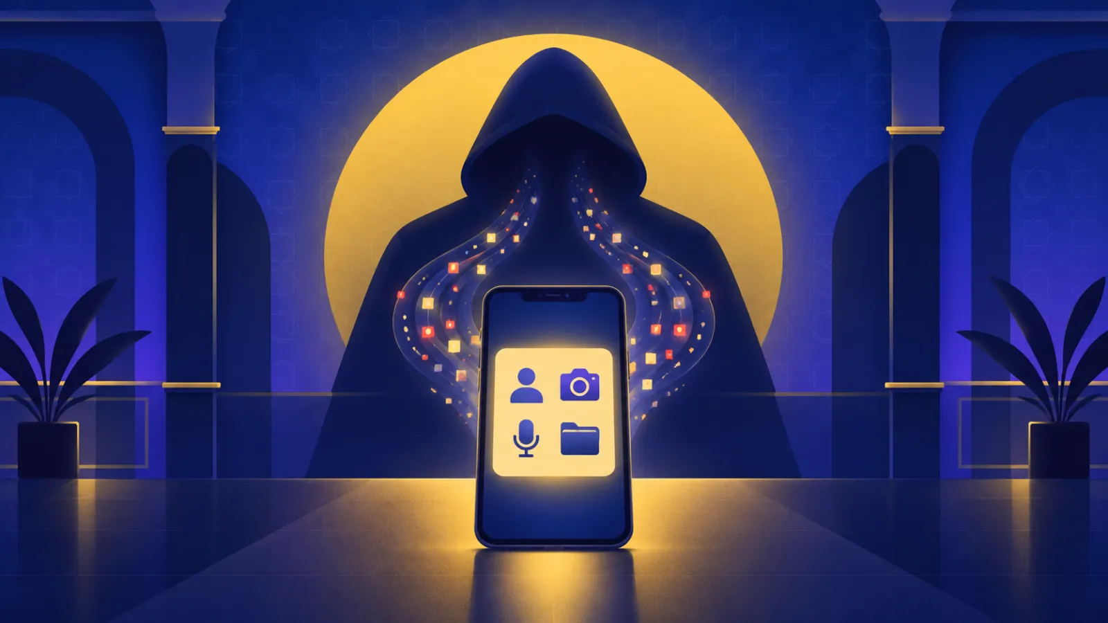 تطبيق واتساب مزيف يطلب صلاحيات جهات الاتصال والكاميرا والميكروفون على هاتف أندرويد
