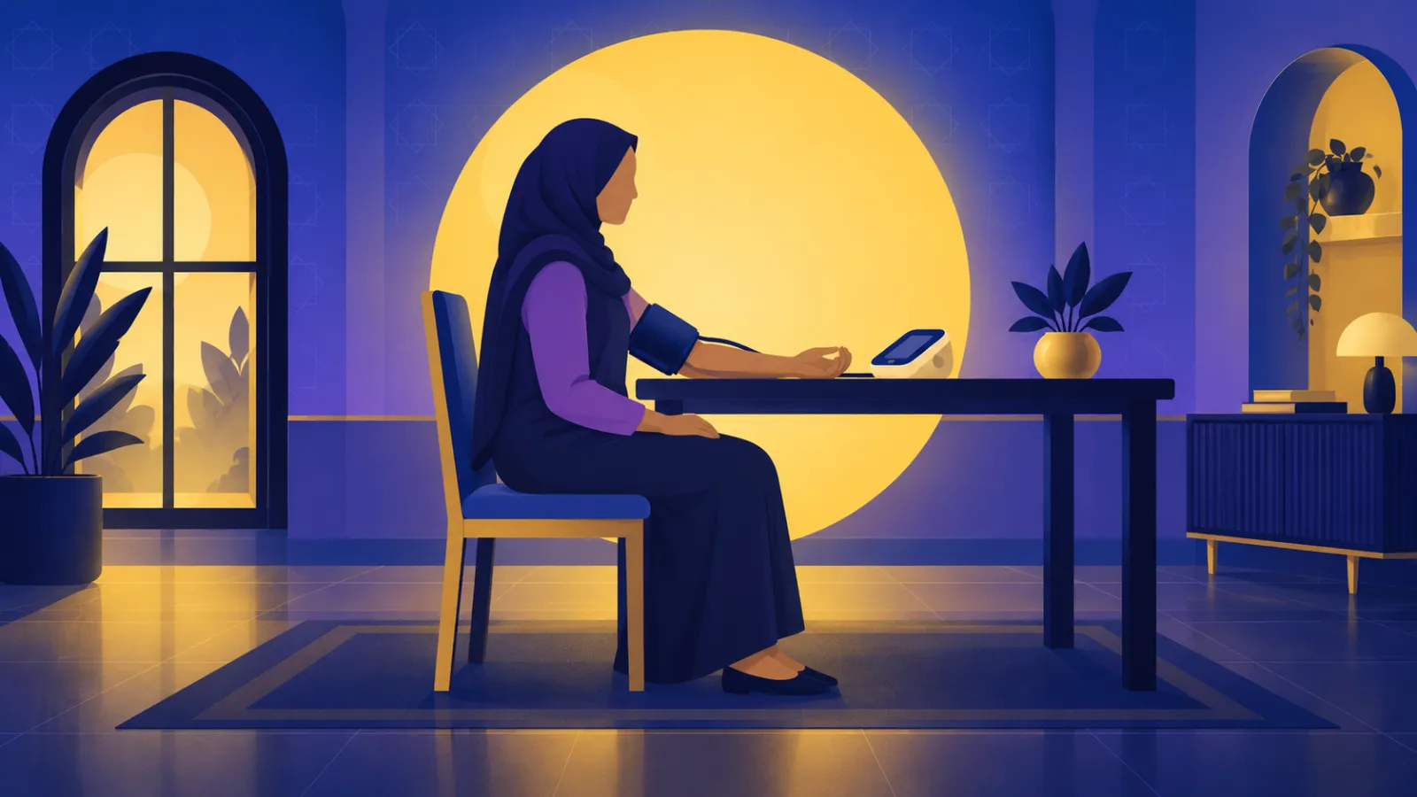 الوضعية الصحيحة لقياس ضغط الدم في البيت: ظهر مسنود وقدمان على الأرض