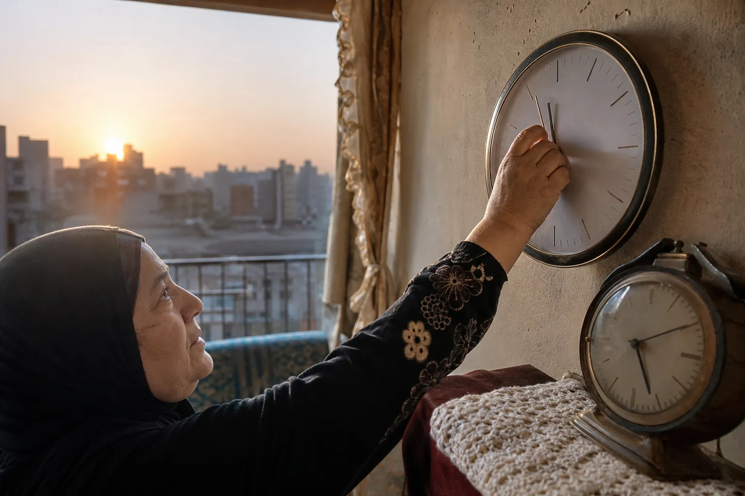 تغيير التوقيت الشتوي في مصر داخل بيت مصري مع ساعة تُؤخَّر